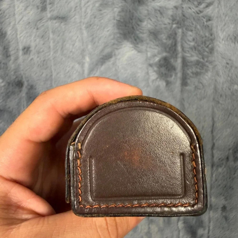 Vintage Made in Germany Leather Camera Lens Filter Case Brown Dual Snap 3 Slot